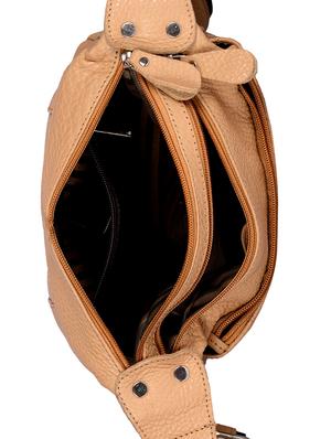 beige leather messenger sling bag - 15135257 - Standard Image - 3