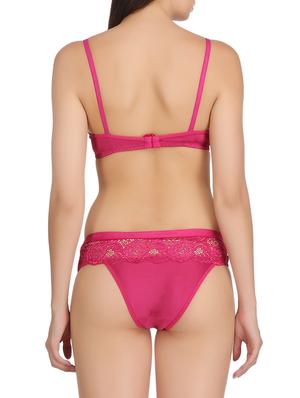 pink silk blend bra and panty set - 15135442 - Standard Image - 3