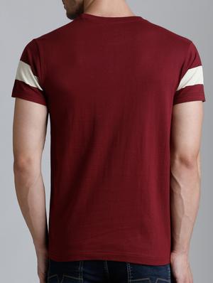 maroon cotton chest print tshirt - 15136124 - Standard Image - 3