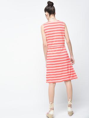 pink striped cotton a-line dress - 15136251 - Standard Image - 3