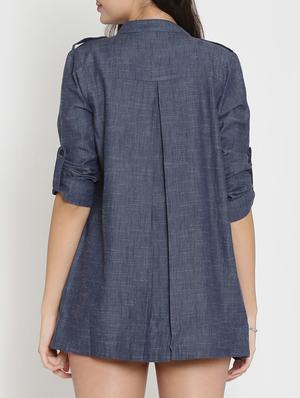 solid blue denim shrug - 15136847 - Standard Image - 3