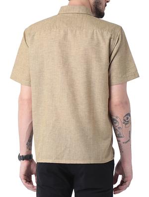 beige linen casual shirt - 15137099 - Standard Image - 3