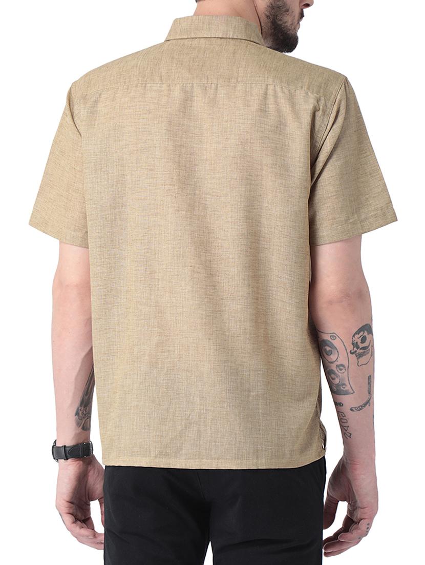 beige linen casual shirt - 15137099 - Zoom Image - 3