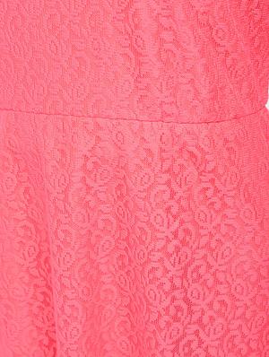 pink solid net fit & flare dress - 15137224 - Standard Image - 6