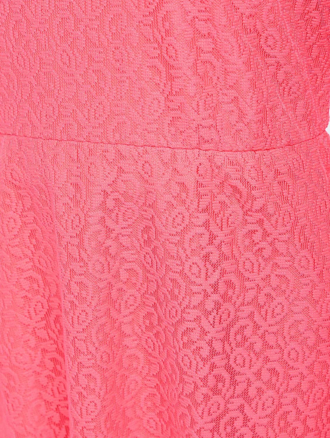 pink solid net fit & flare dress - 15137224 - Zoom Image - 6