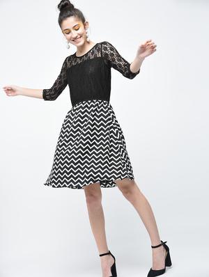 black crepe aline dress - 15137228 - Standard Image - 3