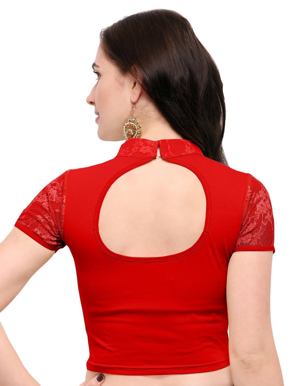 red cotton solid blouse - 15138383 - Zoom Image - 3