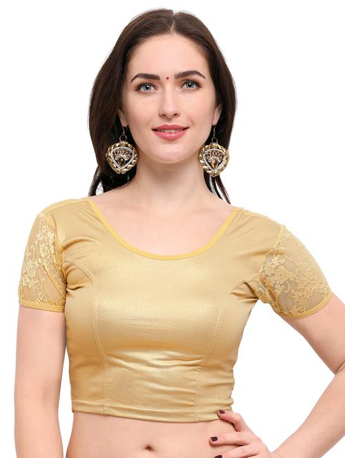 gold cotton solid blouse - 15138395 - Standard Image - 1