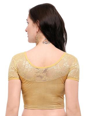 gold cotton solid blouse - 15138395 - Standard Image - 3