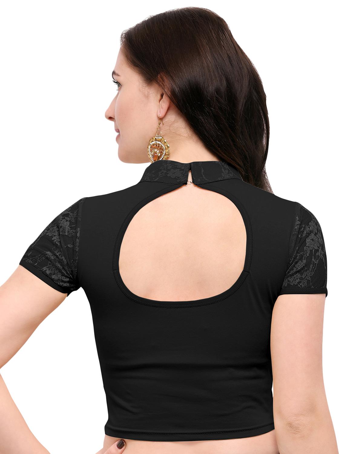 black cotton solid blouse - 15138399 - Zoom Image - 3
