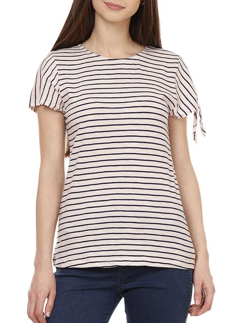 pink striped cotton tee - 15140513 - Standard Image - 1