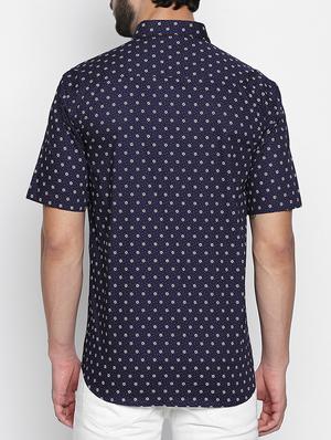 navy blue cotton casual shirt - 15140735 - Standard Image - 3