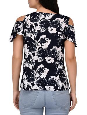 Floral cold shoulder top - 15142013 - Standard Image - 3