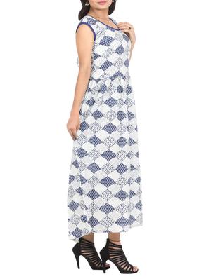 blue printed cotton maxi dress - 15142091 - Standard Image - 3