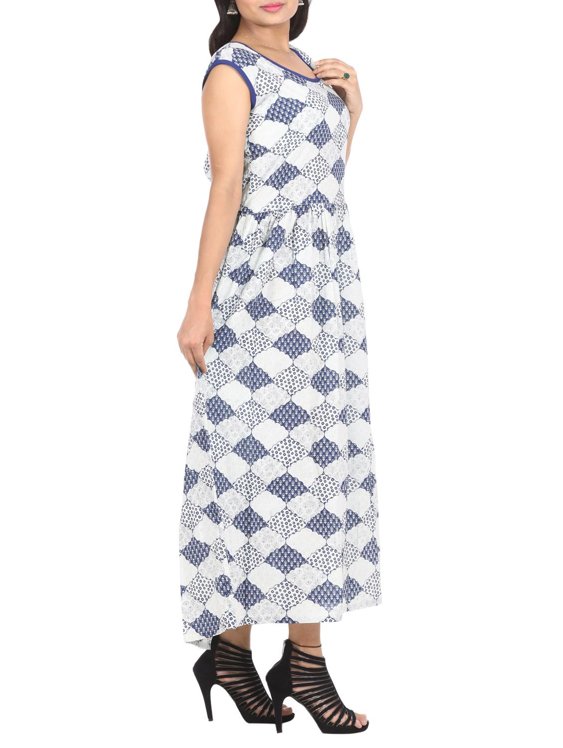 blue printed cotton maxi dress - 15142091 - Zoom Image - 3