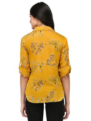 yellow printed rayon shirt - 15142431 - Standard Image - 3