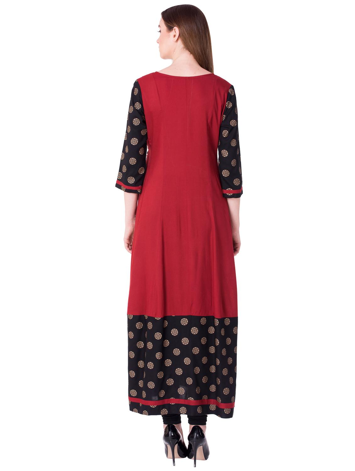 black rayon layered kurta - 15142602 - Zoom Image - 3