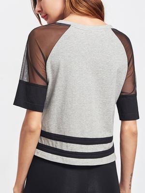 sheer raglan sleeved solid top - 15143083 - Standard Image - 3