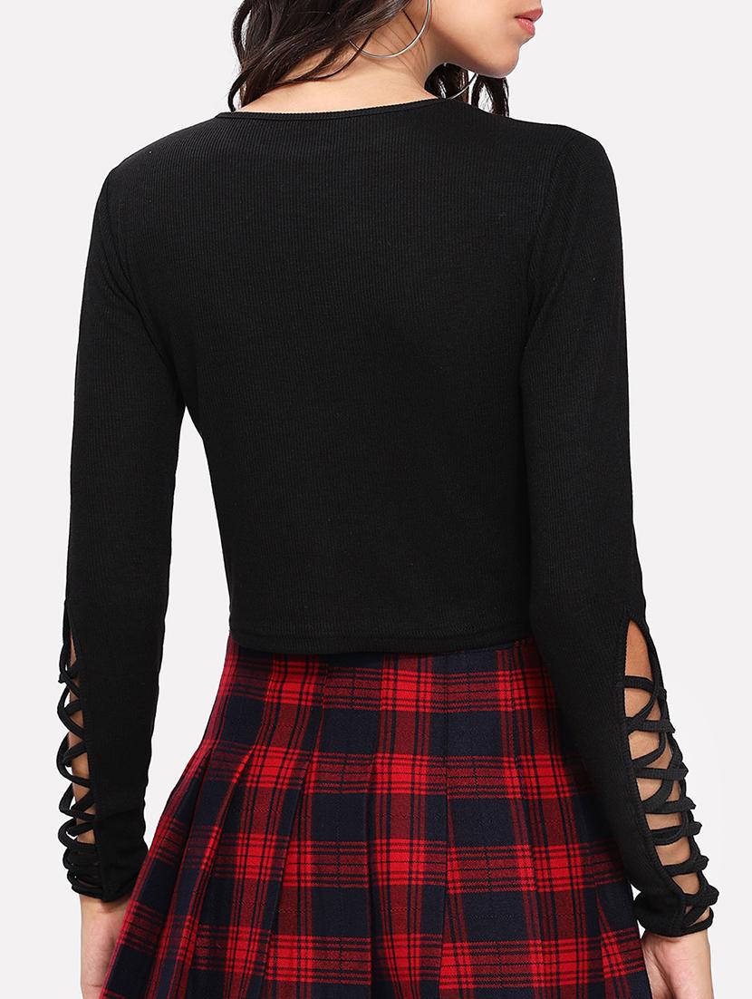 criss-cross sleeved crop top - 15143098 - Zoom Image - 3