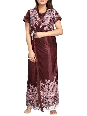 pink satin printed nightwear set - 15143306 - Standard Image - 3