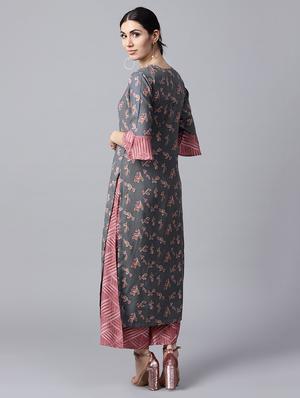 grey rayon kurta palazzo set - 15143337 - Standard Image - 3