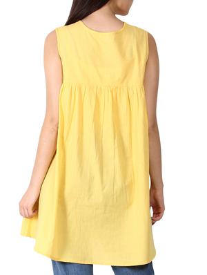yellow cotton flared kurti - 15143813 - Standard Image - 3