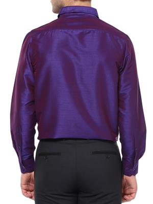 purple silk blend casual shirt - 15144201 - Standard Image - 3