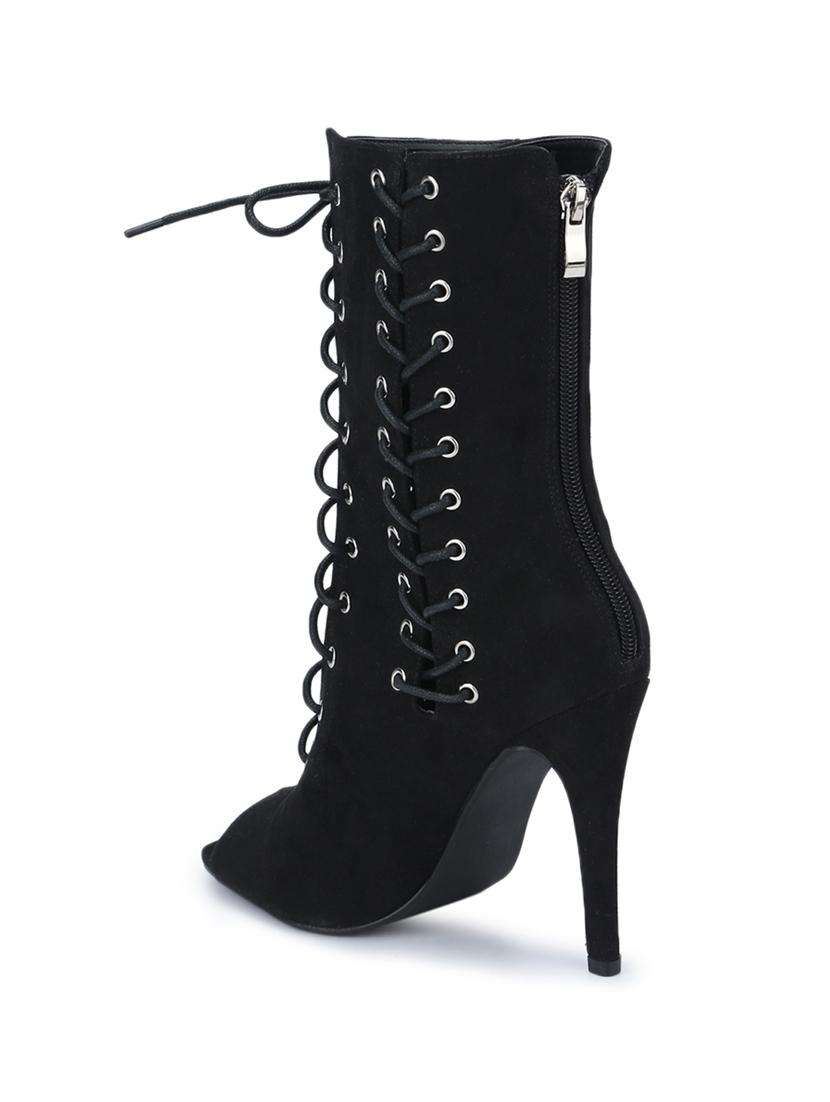 black patent leather laceup sandals - 15144728 - Zoom Image - 3