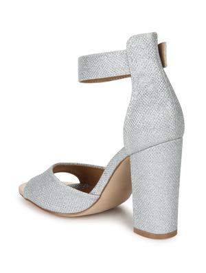 silver patent leather ankle strap sandals - 15144745 - Standard Image - 3