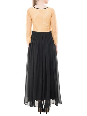 black solid georgette gown - 15145947 - Standard Image - 3