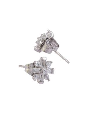 white metal studs earring - 15145965 - Standard Image - 3
