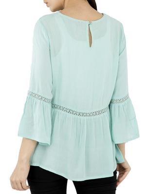 blue crepe embroidered tunic - 15146797 - Standard Image - 3