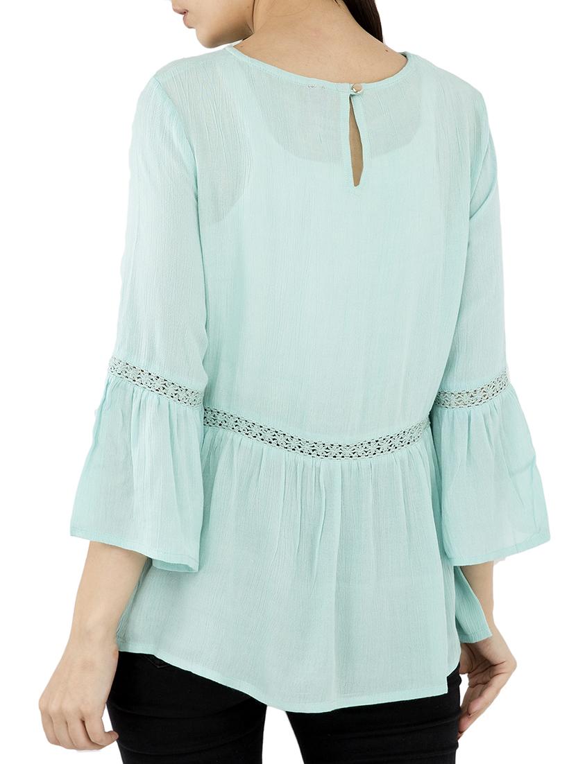 blue crepe embroidered tunic - 15146797 - Zoom Image - 3