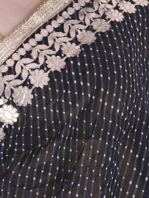 Gotta work leheriya saree with blouse - 15147772 - Standard Image - 3