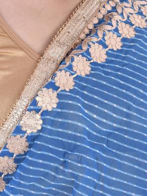 Gotta work leheriya saree with blouse - 15147774 - Standard Image - 3
