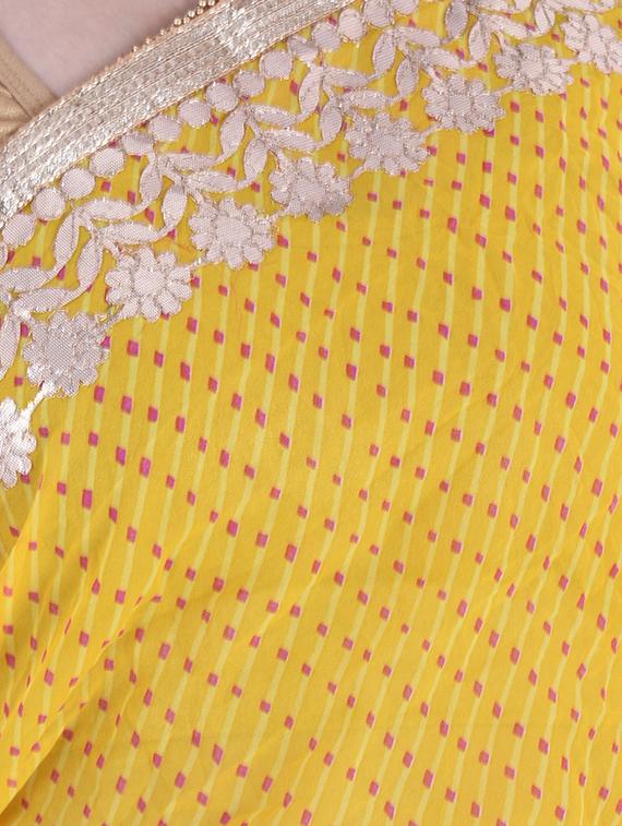 Gotta work leheriya saree with blouse - 15147776 - Zoom Image - 3