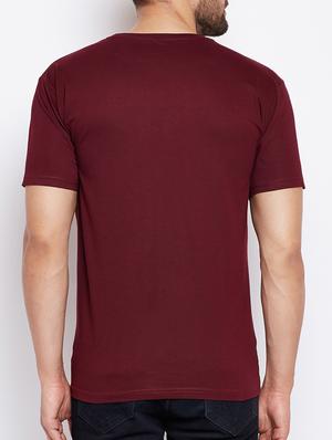 maroon cotton chest print tshirt - 15148058 - Standard Image - 3