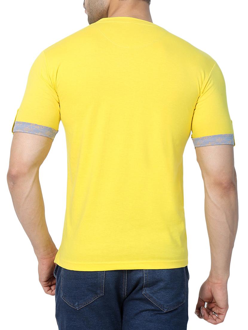yellow cotton blend pocket t-shirt - 15148141 - Zoom Image - 3