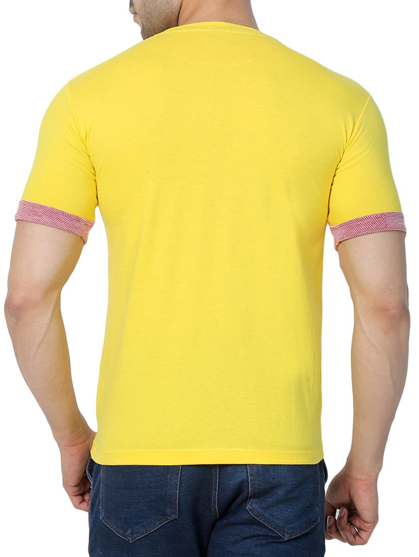 yellow cotton blend pocket t-shirt - 15148143 - Zoom Image - 3