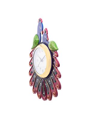 Handcrafted Papier-Mache 2 Peococks Decorative Wall Clock - 15148653 - Standard Image - 3