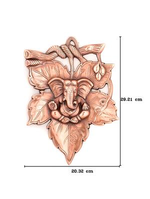 metal wall hanging of lord ganesha on creative leaf - 15149618 - Standard Image - 3