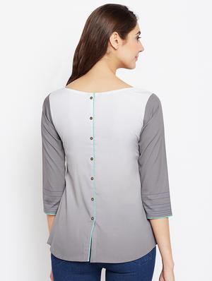 grey crepe aline kurti - 15151253 - Standard Image - 3
