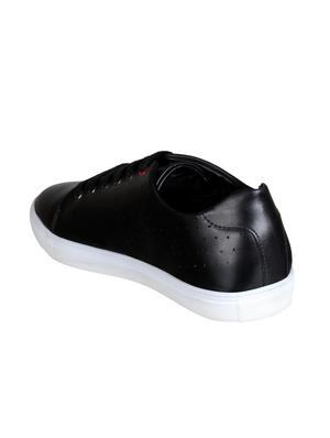 black leatherette lace up sneaker - 15153441 - Standard Image - 3