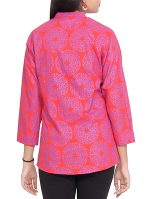 pink cotton straight kurti - 15154065 - Standard Image - 3