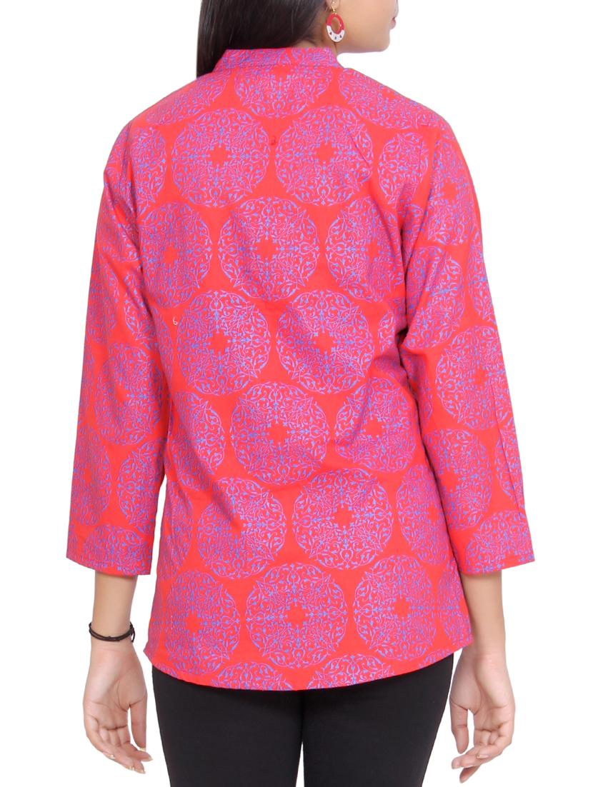 pink cotton straight kurti - 15154065 - Zoom Image - 3