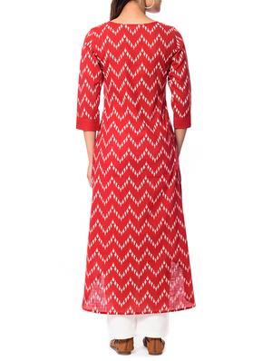 high low chevron kurta - 15155430 - Standard Image - 3