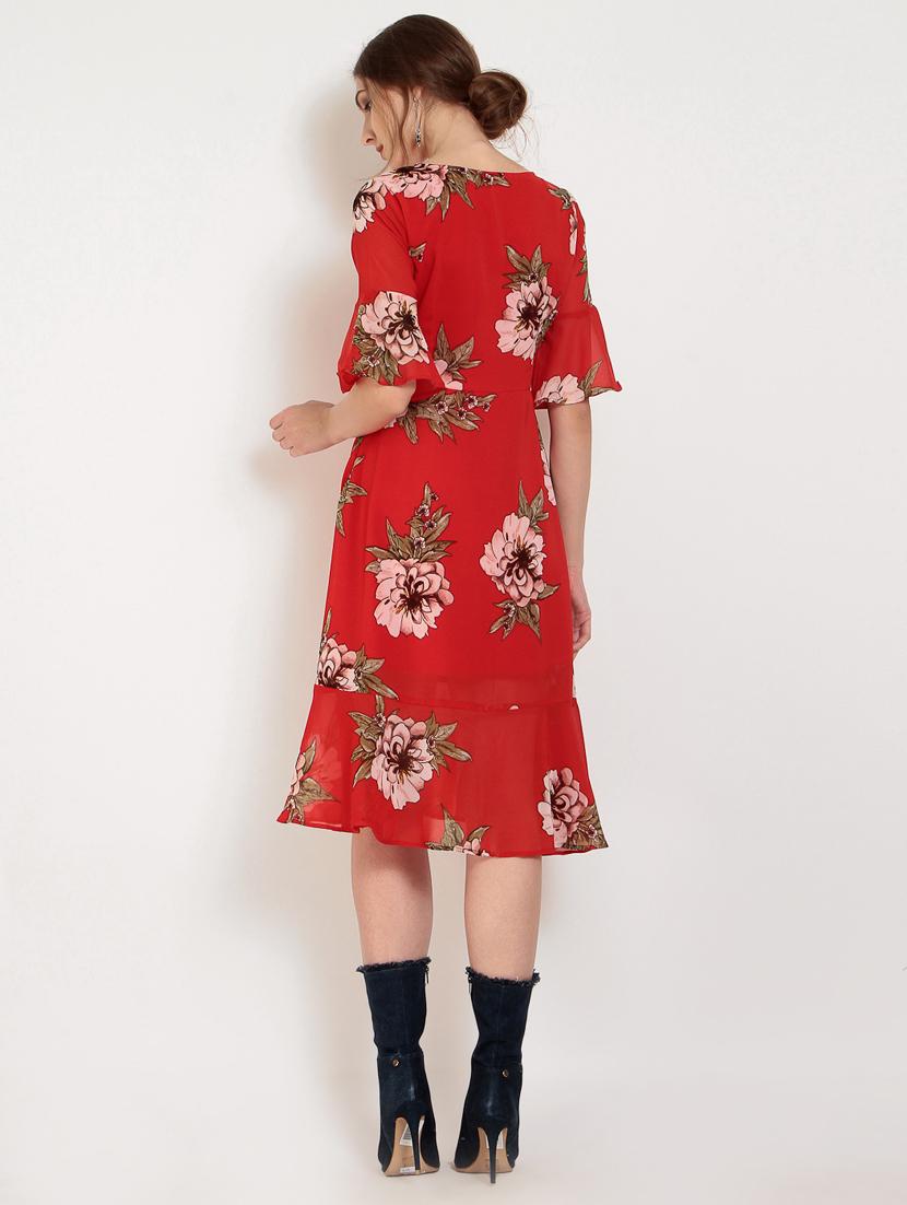 Bell sleeved ruffled hem dress - 15155785 - Zoom Image - 3