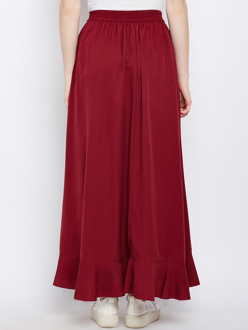 red solid ruffled palazzo - 15158510 - Zoom Image - 3
