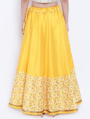 yellow dupion silk flared skirt - 15159649 - Standard Image - 3