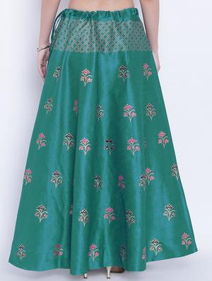 green dupion silk flared skirt - 15159651 - Standard Image - 3